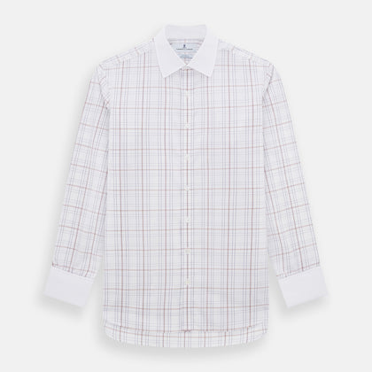 Purple Multi Plaid Check Shirt with Contrast Collar and Double Cuffs Image 7
