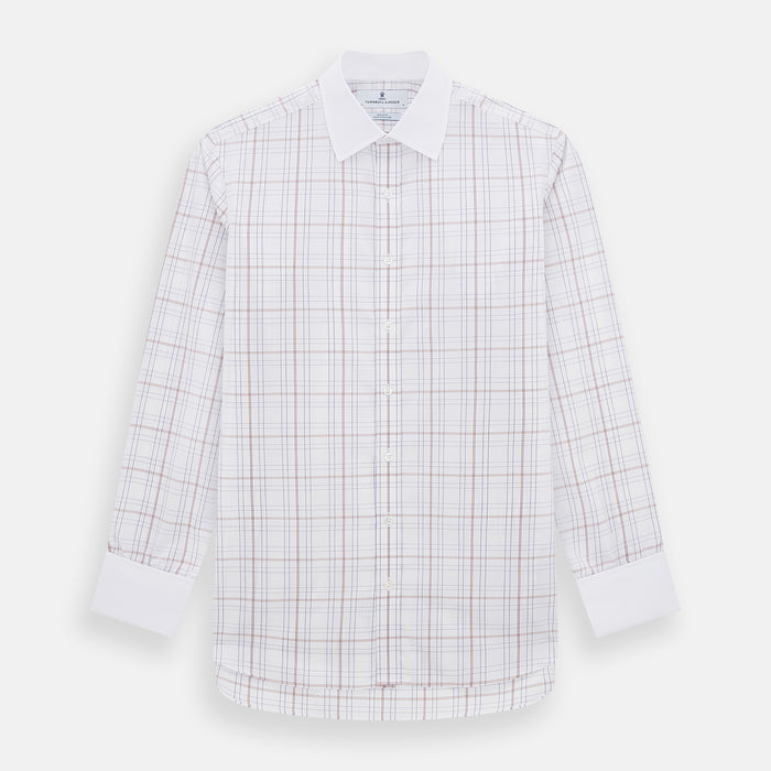 Purple Multi Plaid Check Shirt with Contrast Collar and Double Cuffs Image 6