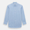 View 1 of product The Turnbull & Asser Blue Multi Micro Check Mayfair Shirt features a classic T&A collar, button-up front, white buttons, cuffed long sleeves, and a refined light blue and white micro check pattern.