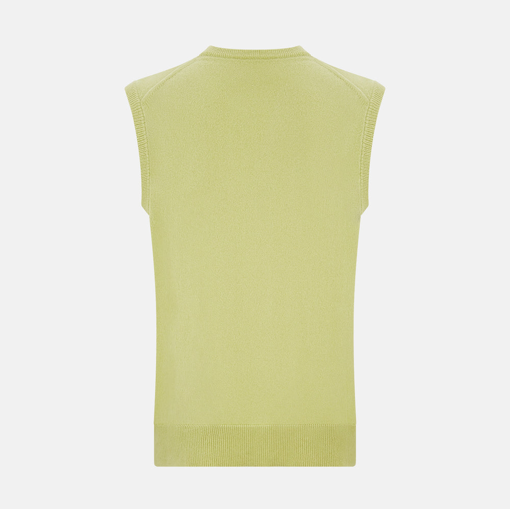 Melon Green V-neck Cashmere Vest