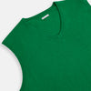 View 2 of product The Turnbull & Asser Grass Green Cashmere V-Neck Vest is shown against a plain white background, offering a refined choice for a distinguished ensemble.