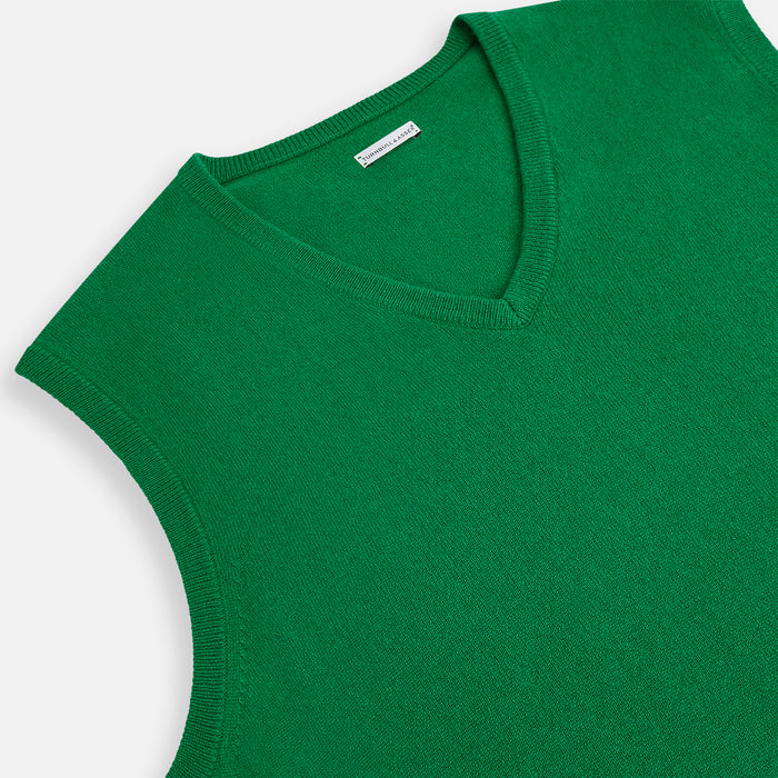 Grass Green Cashmere V-Neck Vest Image 1