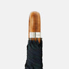 View 3 of product The Turnbull & Asser Black Watch Tartan Telescopic Umbrella features a green and blue plaid pattern and a whangee crook handle, offering classic luxury against a plain white background.
