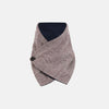 View 1 of product The Turnbull & Asser Burgundy Herringbone Silk and Linen Neck Warmer features a rich herringbone pattern, dark lining, and button closure, shown on a white background—a refined formal accessory.