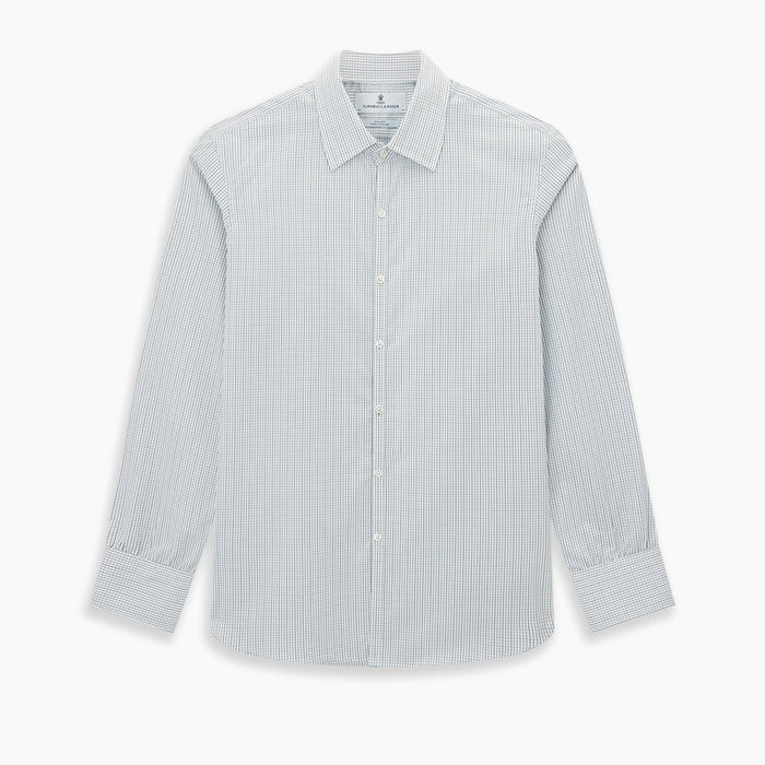 Pale Blue and Navy Grid Check Westminster Shirt Image 8