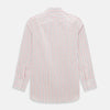 View 3 of product The Turnbull & Asser Red Multi Check Mayfair Shirt is a long-sleeve, button-up with a collar, crafted from Italian cotton and featuring a red multi check plaid pattern on white, shown laid flat against a white surface.