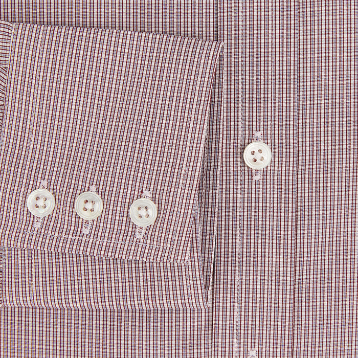 Burgundy Micro Shadow Check Mayfair Shirt Image 3