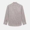 View 3 of product The Turnbull & Asser Burgundy Micro Check Westminster Shirt is a long-sleeved button-up with a classic collar and tailored fit, featuring a subtle micro check pattern, shown against a white background.