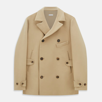 Camel Wellington Double-Breasted Caban Coat