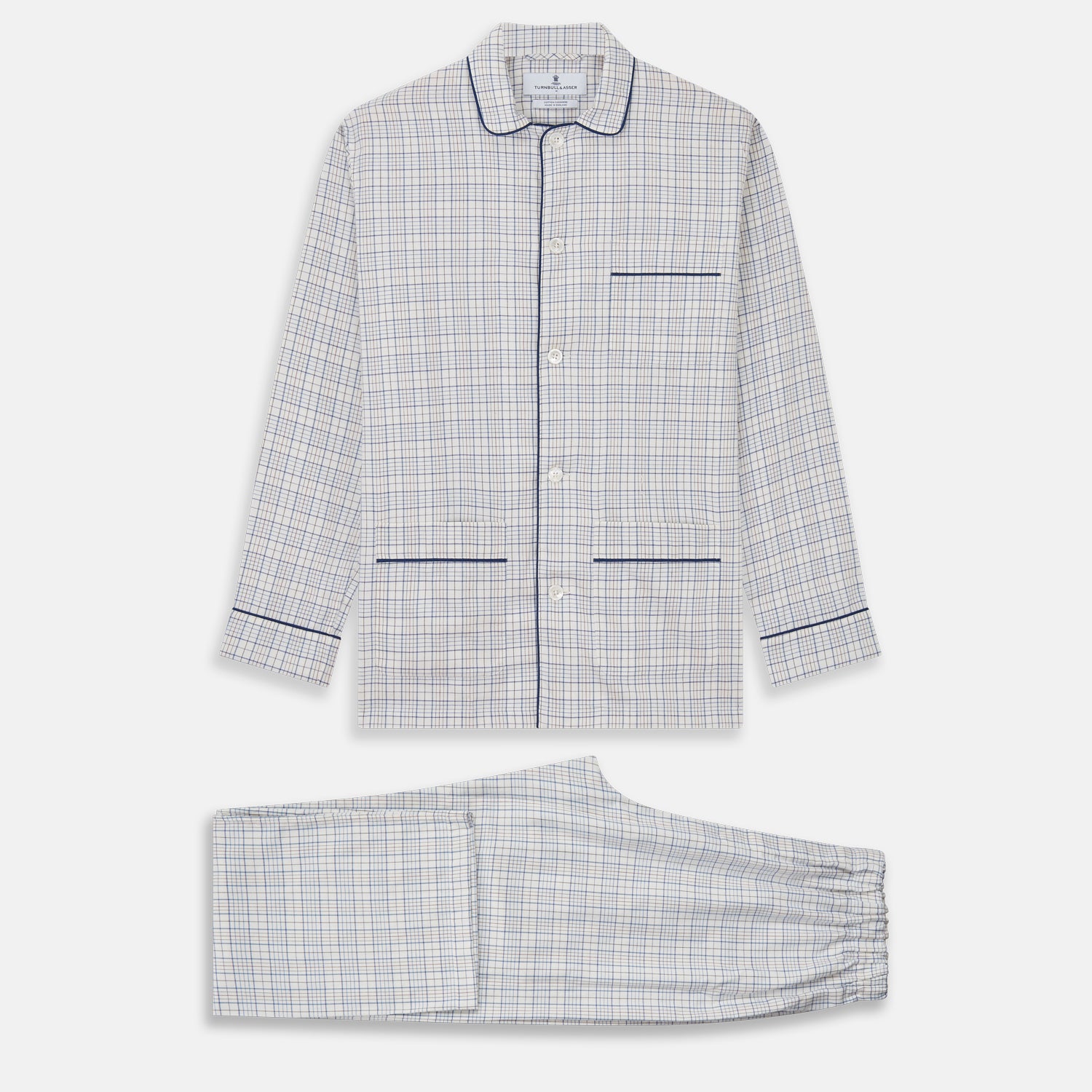 Blue Multi Check Cotton-Cashmere Modern Pyjama Set
