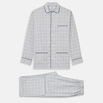 Blue Multi Check Cotton-Cashmere Modern Pyjama Set