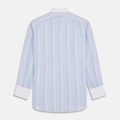 Light Blue Multi Stripe Cotton Regular Fit Penrose Shirt Image 4