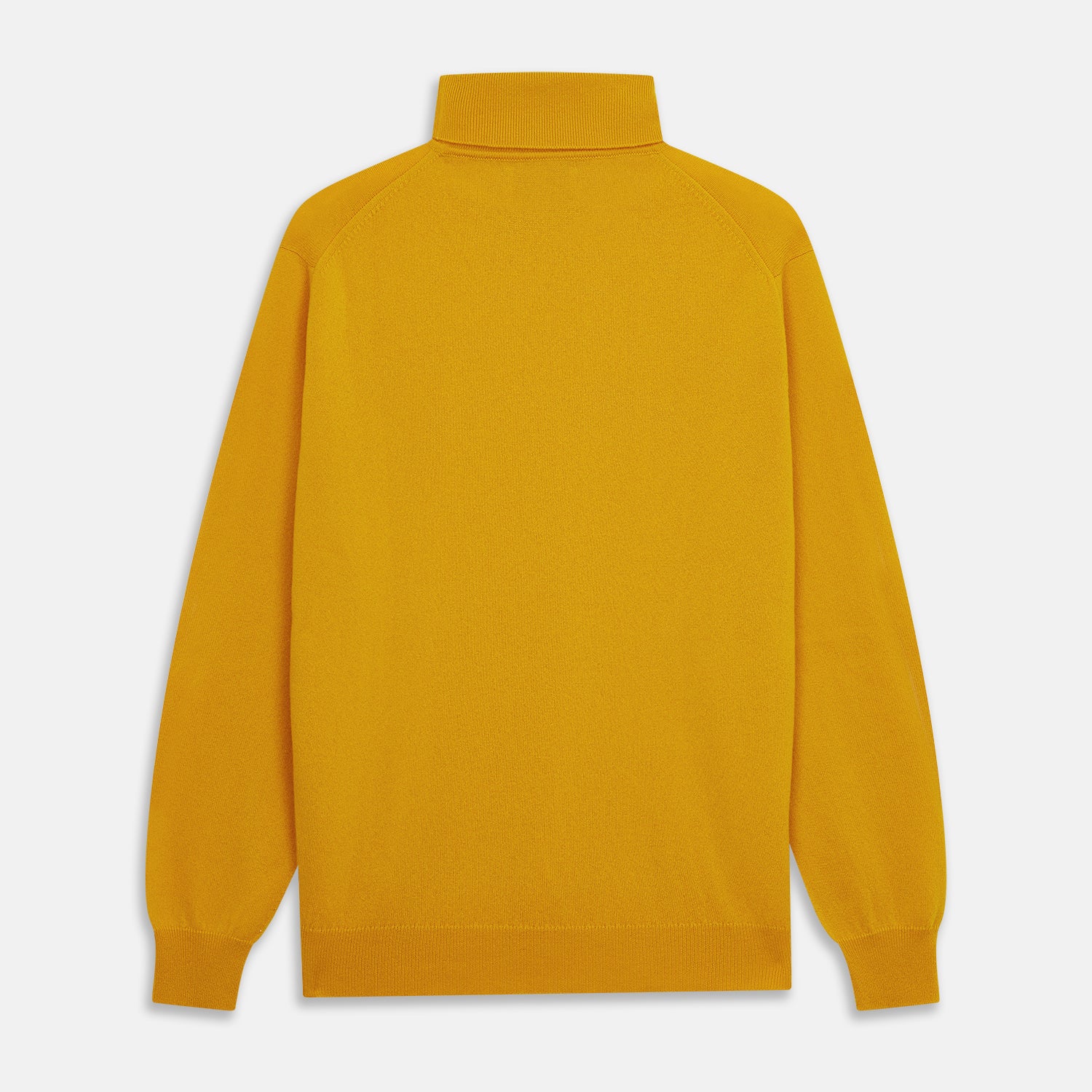 View 5 of product A man with short hair and a beard wears the Gold Aubrey Cashmere Roll Neck Jumper by Turnbull & Asser with dark pants, standing against a plain beige background and calmly looking at the camera, highlighting this stylish autumn sweater look.