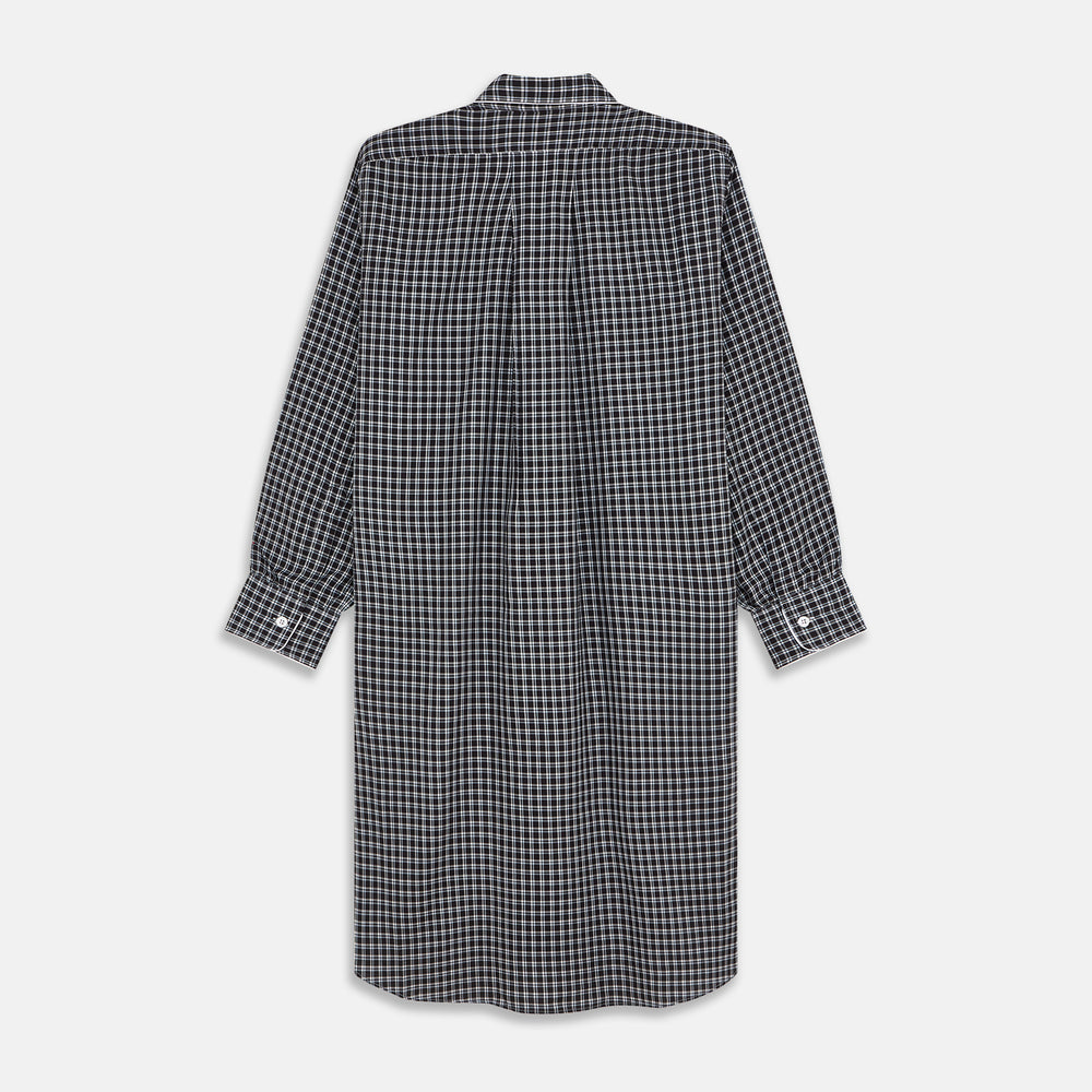 Black Multi Check Cotton Blend Sussex Nightshirt