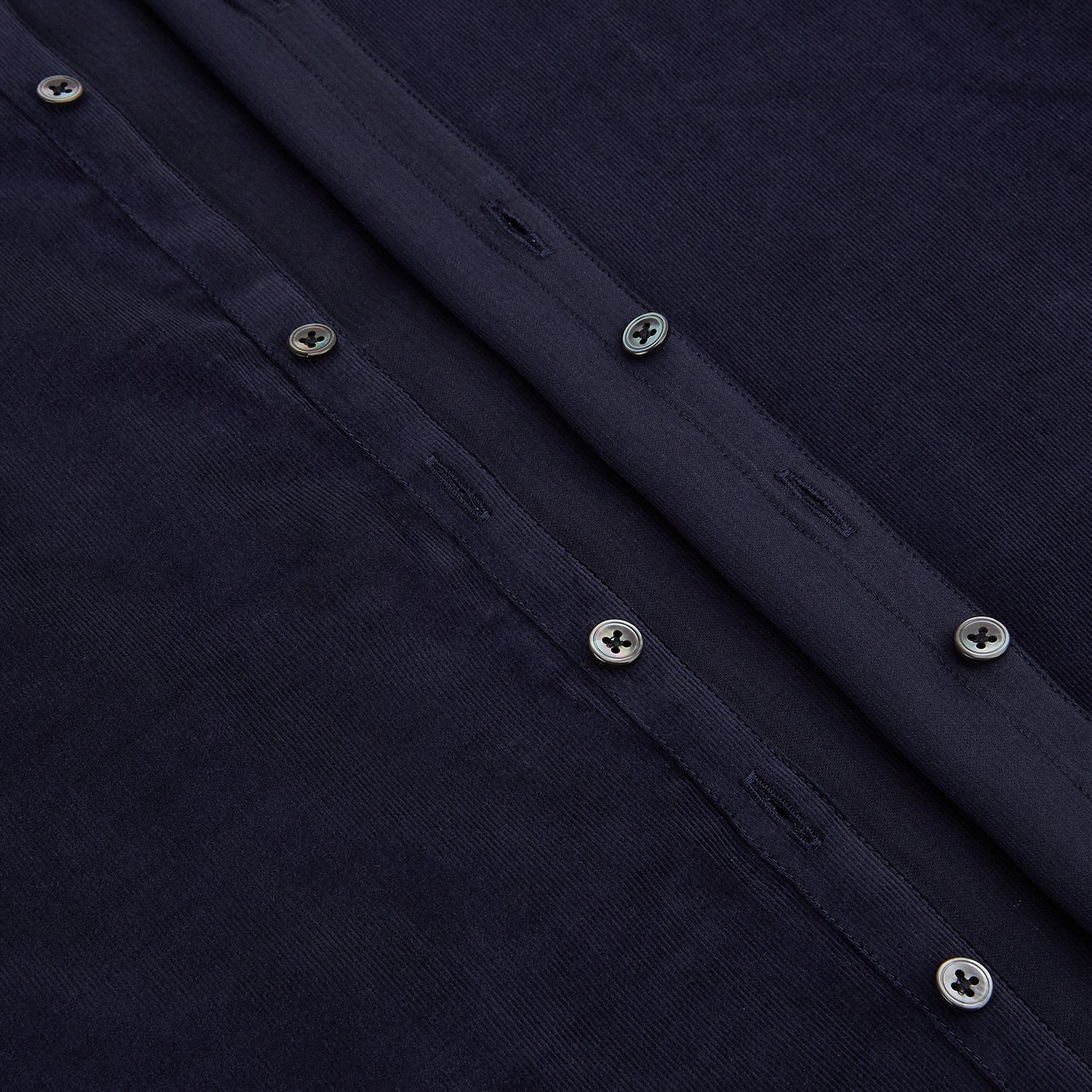 View 7 of product A navy corduroy Windsor shirt by Turnbull & Asser, featuring British craftsmanship and a classic collar, displayed on a plain white background.