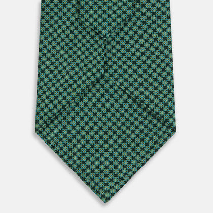 Forest Green Geometric Floral Silk Tie Image 2