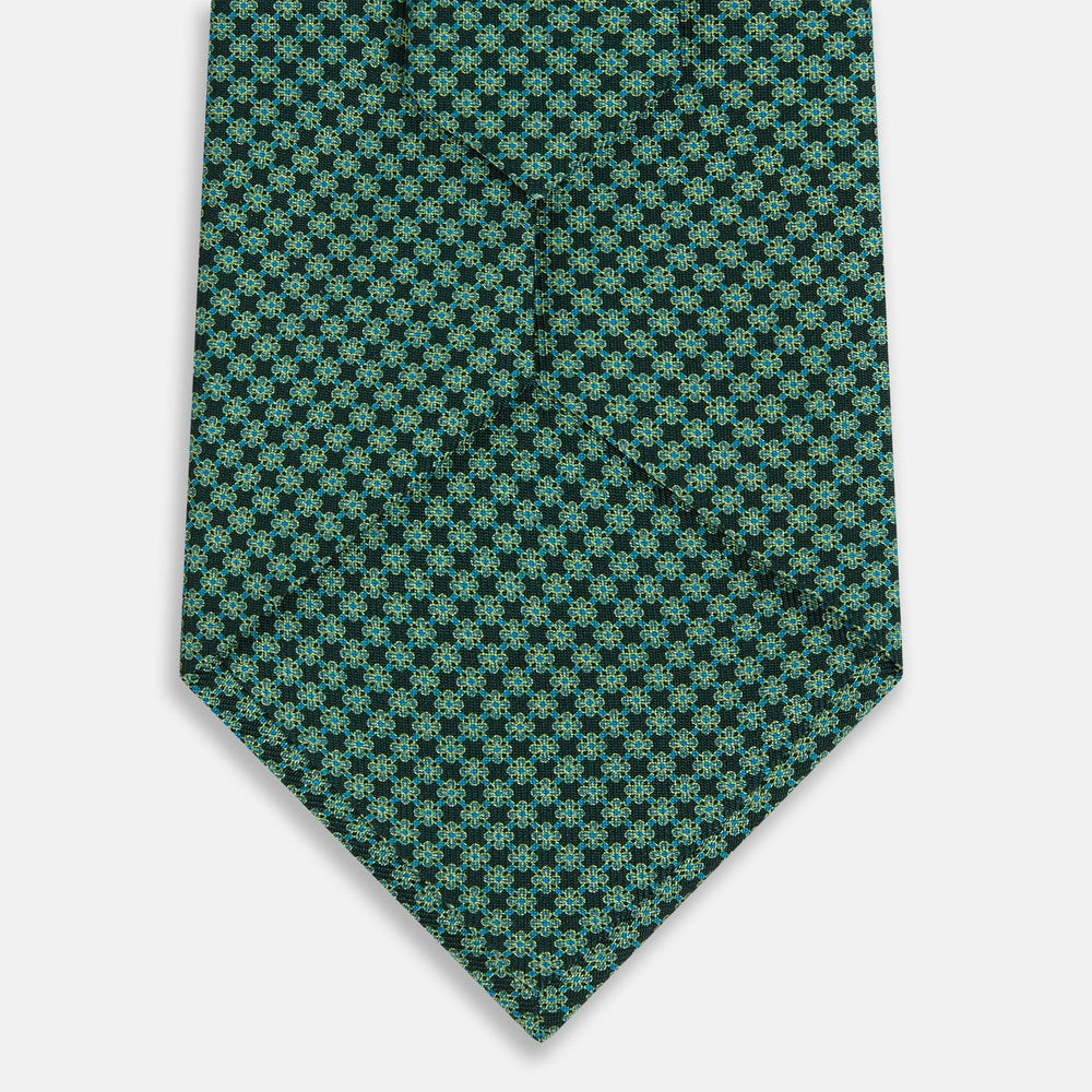Forest Green Geometric Floral Silk Tie