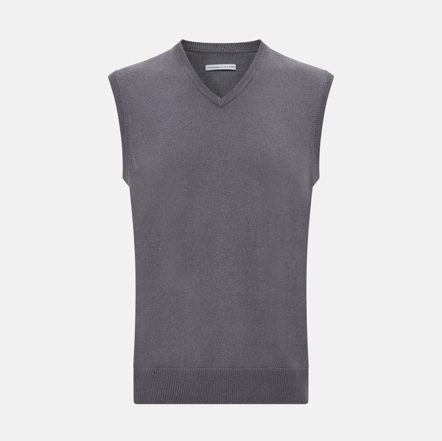 Slate Grey V-neck Cashmere Vest