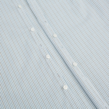 Pale Blue and Navy Grid Check Westminster Shirt Image 6