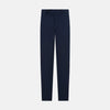 View 1 of product Turnbull & Asser Navy Winston Trousers in high-twist cotton, featuring a straight-leg cut, button and zipper closure, belt loops, and side pockets, displayed on a plain white background.