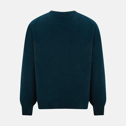 Dark Green Melange Cashmere Round Neck Jumper Image 2