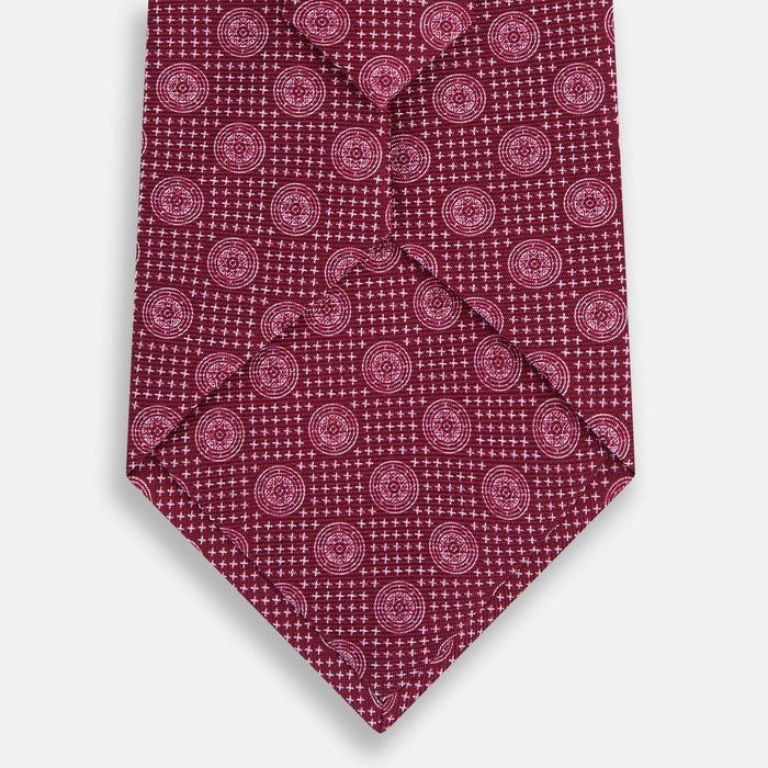 Burgundy Medallion Silk Tie Image 2