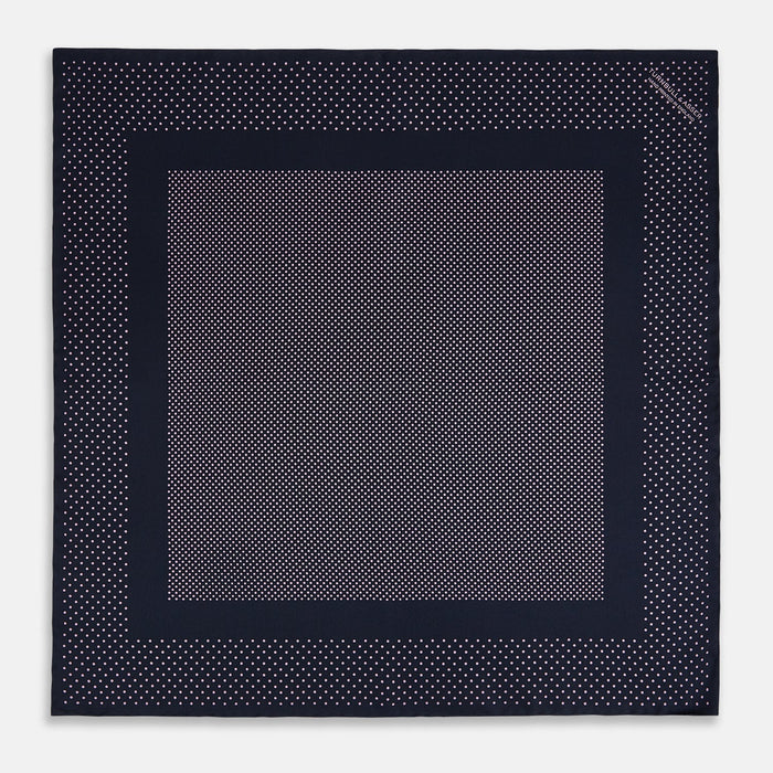Navy and Lilac Dot Silk Pocket Square Image 2