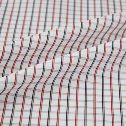 Red and midnight blue Tattersall Check Windsor Shirt Image 7