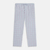 View 2 of product Turnbull & Asser Blue and Pink Tattersall Check Pyjama Trousers with an elastic waistband and straight legs, shown laid flat on a plain white background.