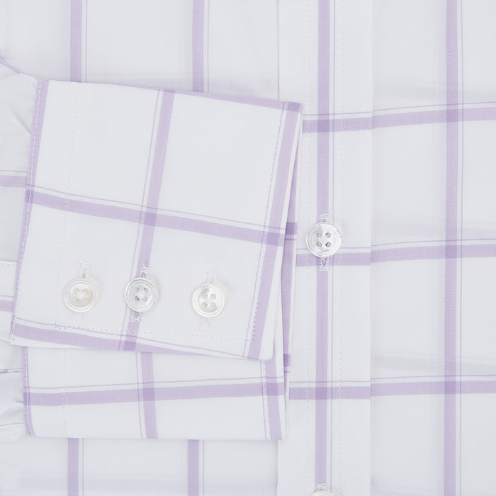 Lilac Grid Check Mayfair Shirt Image 3