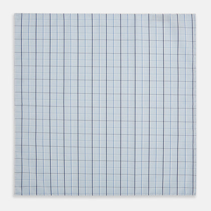Navy and Blue Combination Check Hand-Rolled Handkerchief Image 2