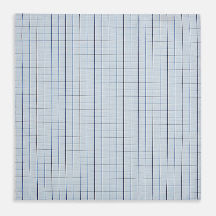 Navy and Blue Combination Check Hand-Rolled Handkerchief Image 2