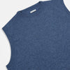 View 2 of product Turnbull & Asser’s Pacific Blue Cashmere Round Neck Vest features a sleeveless design with ribbed collar, armholes, and hem, showcased against a plain white background.