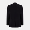 View 3 of product The Navy Apsley Single-Breasted Caban Coat by Turnbull & Asser features three buttons, notch lapels, a chest pocket, and two front flap pockets, shown against a plain light gray background.