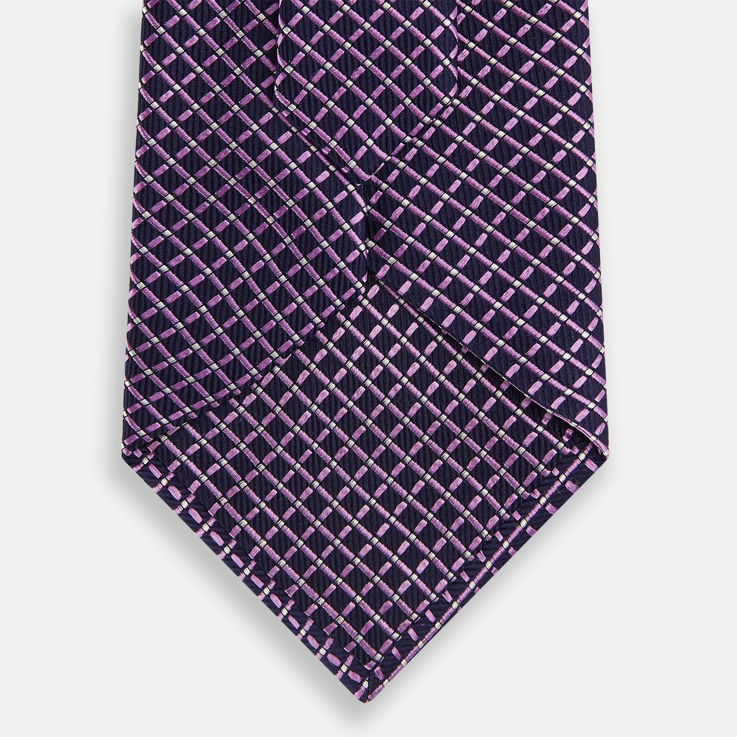 Purple and Navy Diamond Silk Tie