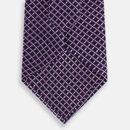 Purple and Navy Diamond Silk Tie Image 2
