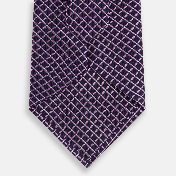 Purple and Navy Diamond Silk Tie Image 2