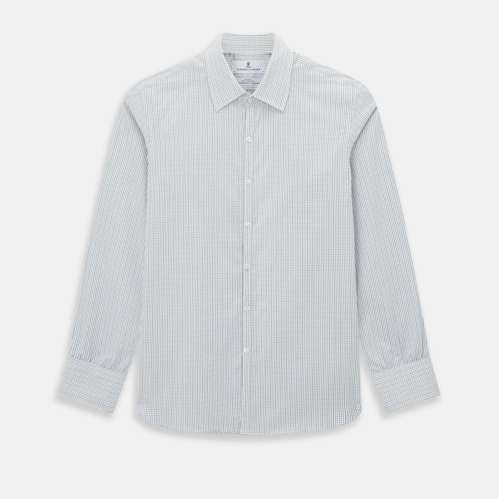 Pale Blue and Navy Grid Check Westminster Shirt
