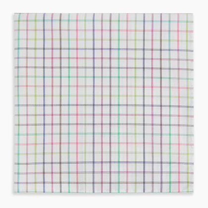 Green Multi Double Grid Check Hand-Rolled Handkerchief Image 3