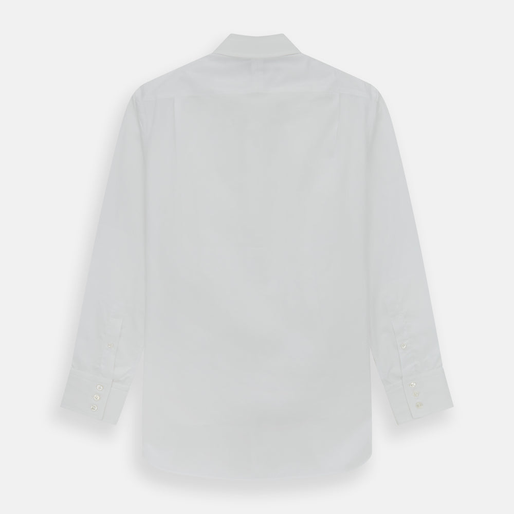 Tailored Fit Plain White Cotton Shirt with Kent Collar and 3-Button Cuffs