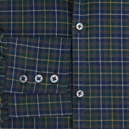 Navy and Khaki Tartan Windsor Shirt Image 3