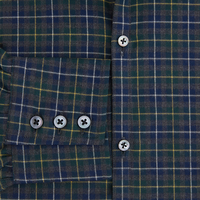 Navy and Khaki Tartan Windsor Shirt Image 3