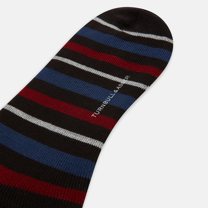 Dark Chocolate Striped Merino Wool Long Socks Image 2