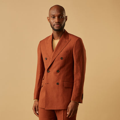 Rust Linen-Wool-Silk Bertie Blazer