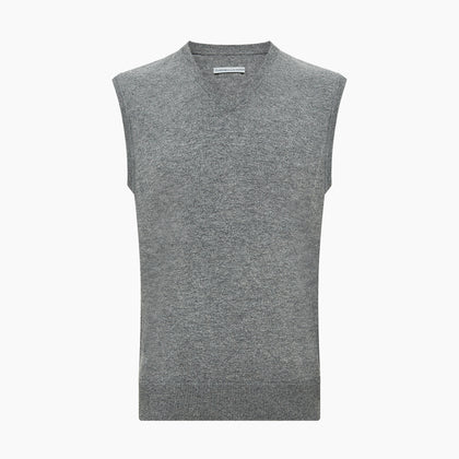 Grey Melange V-neck Cashmere Vest Image 3