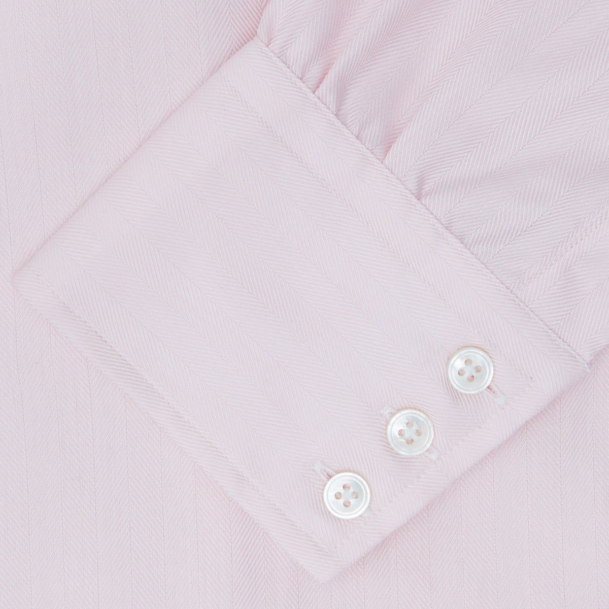 Pink Herringbone Superfine Cotton Shirt with T&A Collar and 3-Button Cuffs