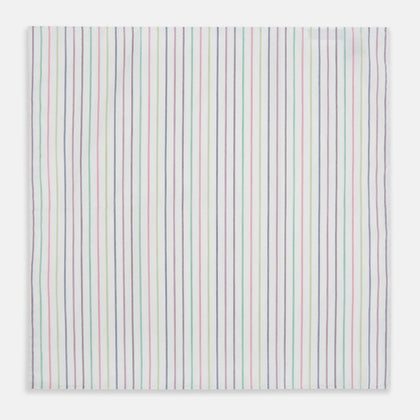 Green Multi Double Pinstripe Hand-Rolled Handkerchief
