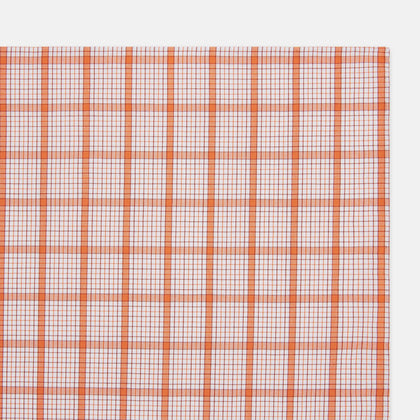 Hand Rolled Orange Graph Overlay Check Handkerchief Image 6