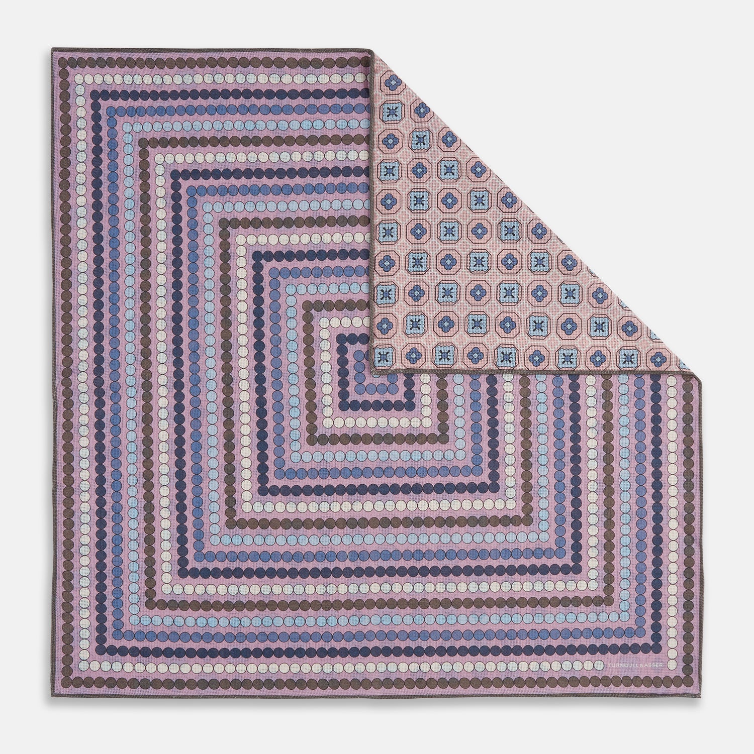 Image 5 of product Lilac Dots and Floral Tile Double-Sided Silk Pocket Square
