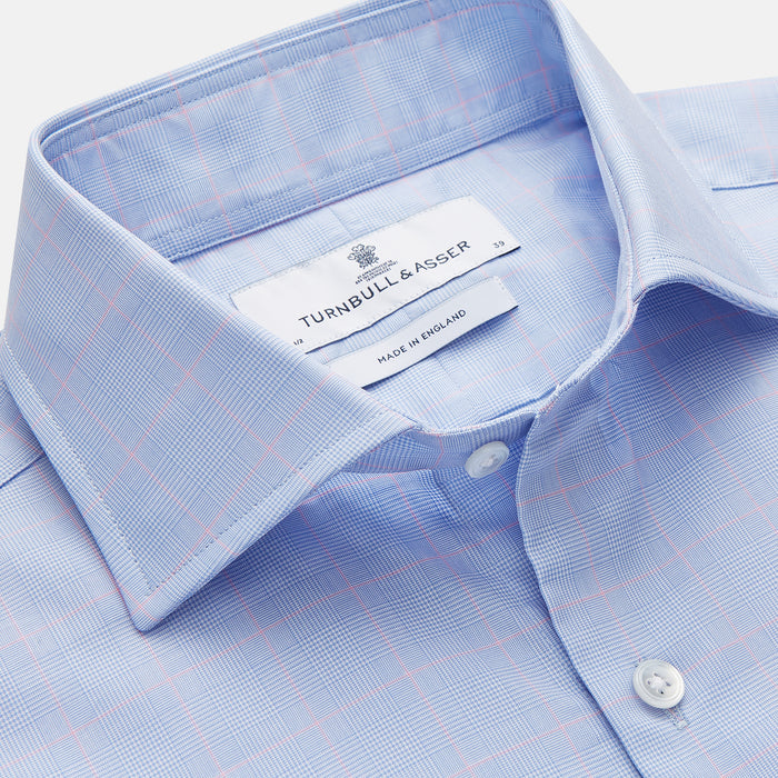 Blue and Pink Prince of Wales Check Belgravia Shirt Image 1